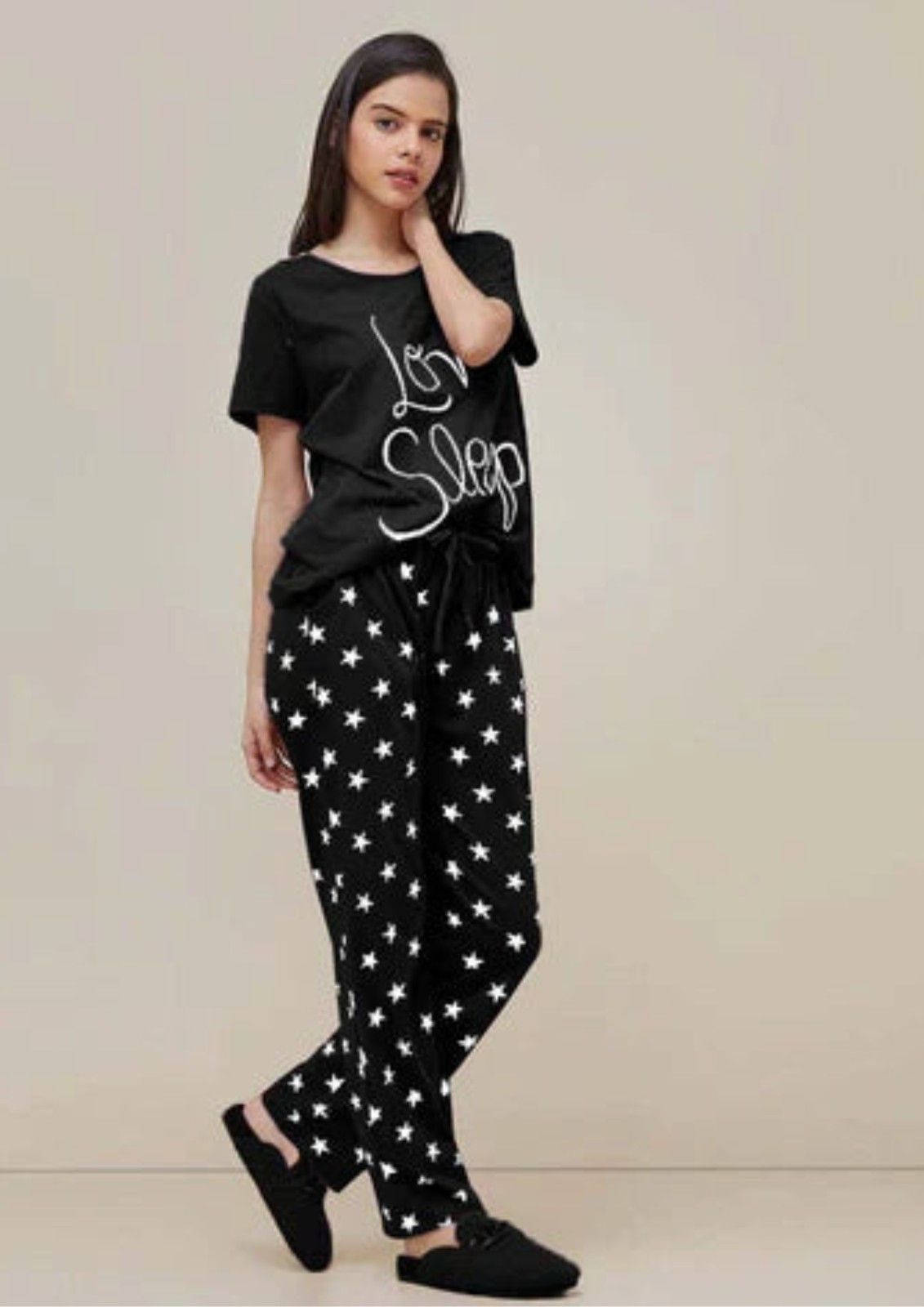 Love Sleep Black Printed Night Suit OuttedWear