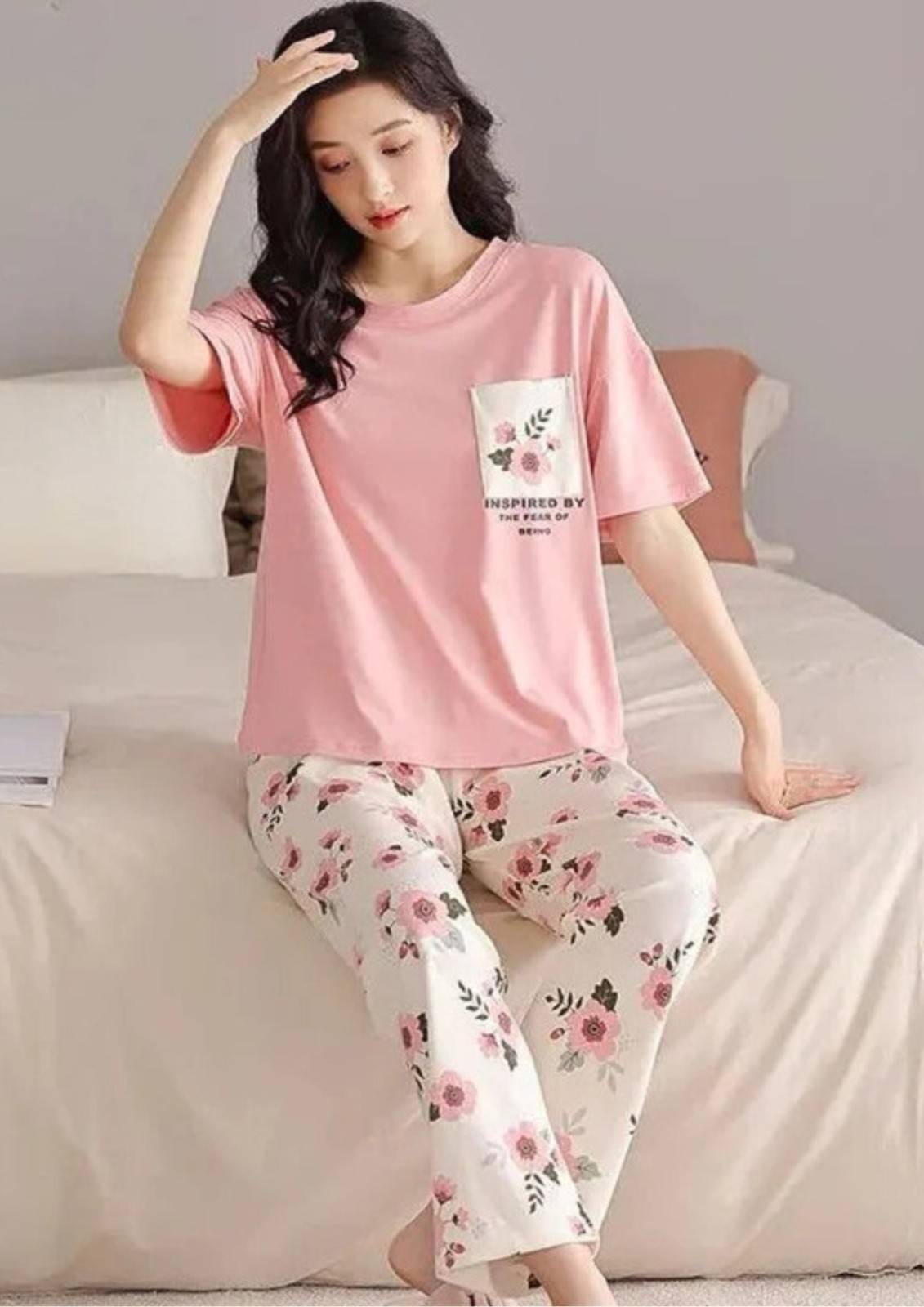 Pocket Flower Pink Pj Siut OuttedWear
